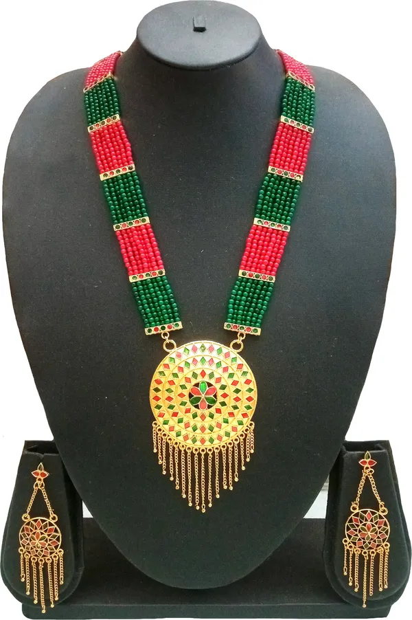 Assamese_Traditional_Red-Green_Japi_Jewellery_Set_For_Women